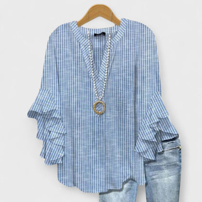 Volantbluse Damen mit V-Ausschnitt