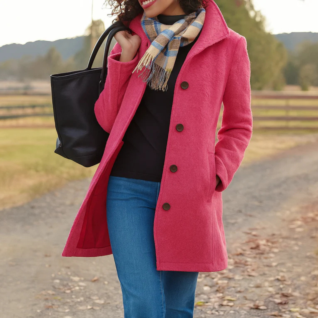 Wintermantel Damen klassisch – eleganter Mantel mit Knopfleiste vorne