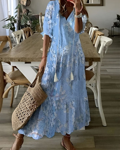 Fläßiges Boho-Kleid Damen aus Viskose