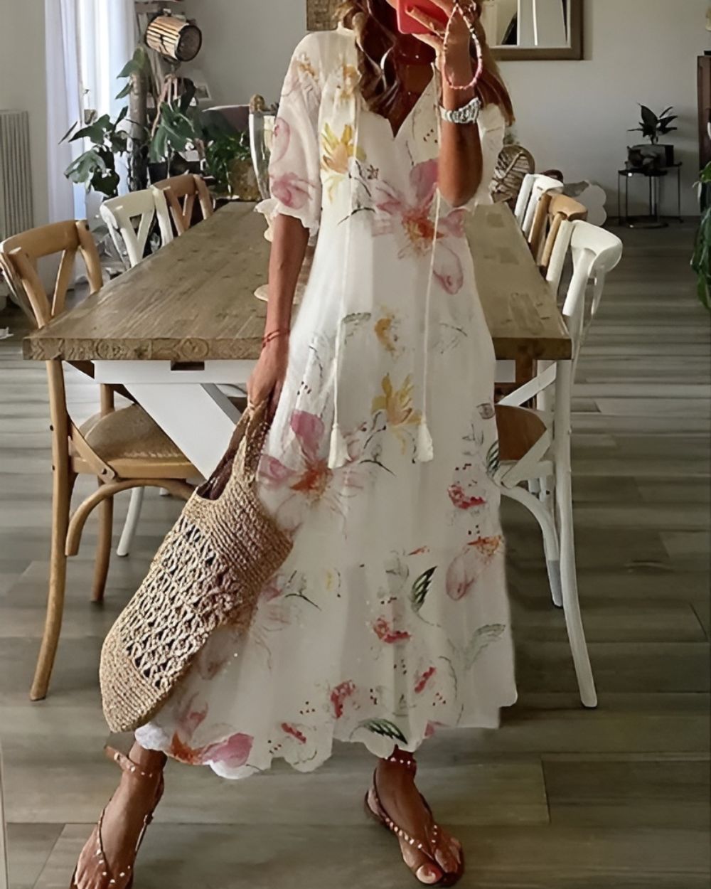 Boho-Kleid Damen mit Quastendetails