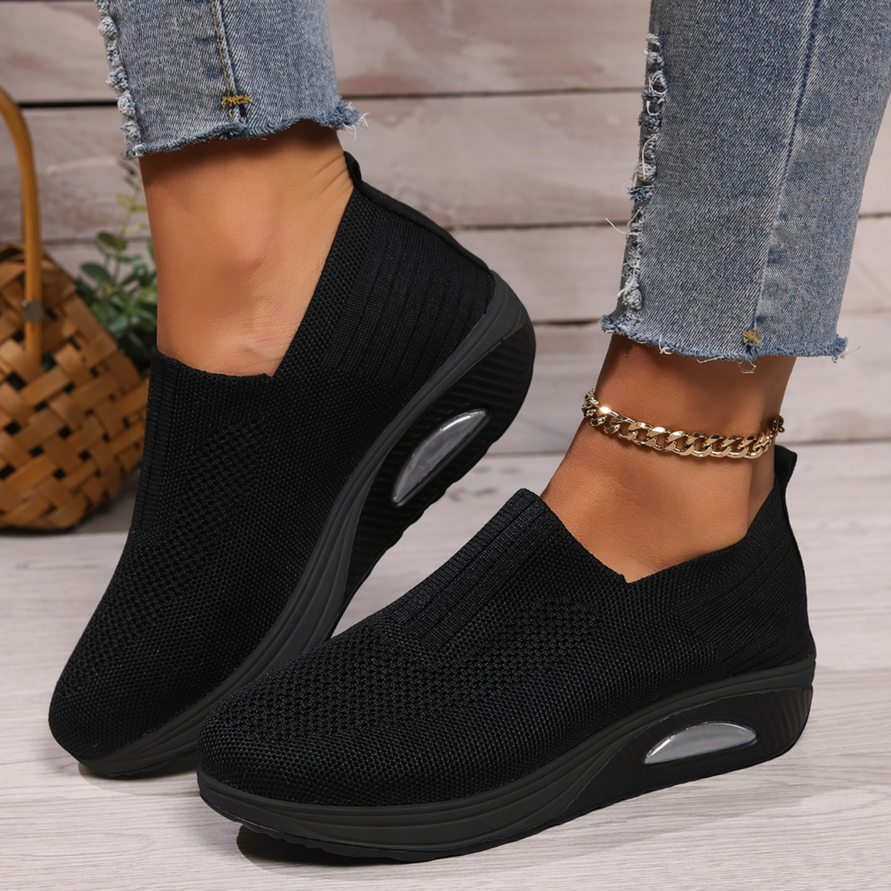 Bequeme Slip-on Schuhe Damen aus Textil