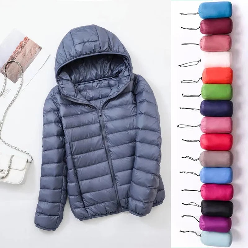 Damen Daunenjacke mit Kapuze – warme gefütterte Winterjacke