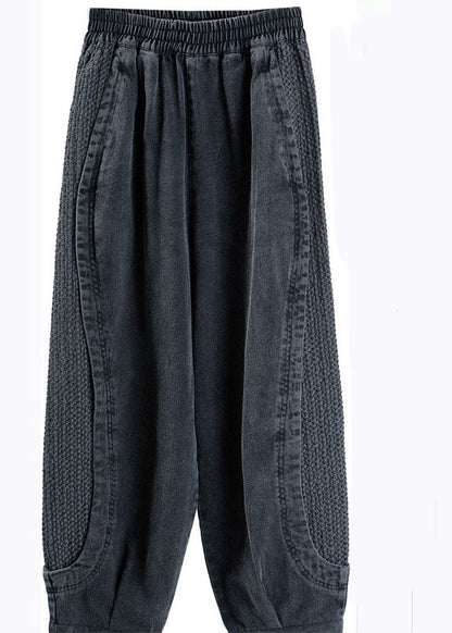Haremshose Damen aus Denim – bequeme Patchwork-Hose mit Taschen