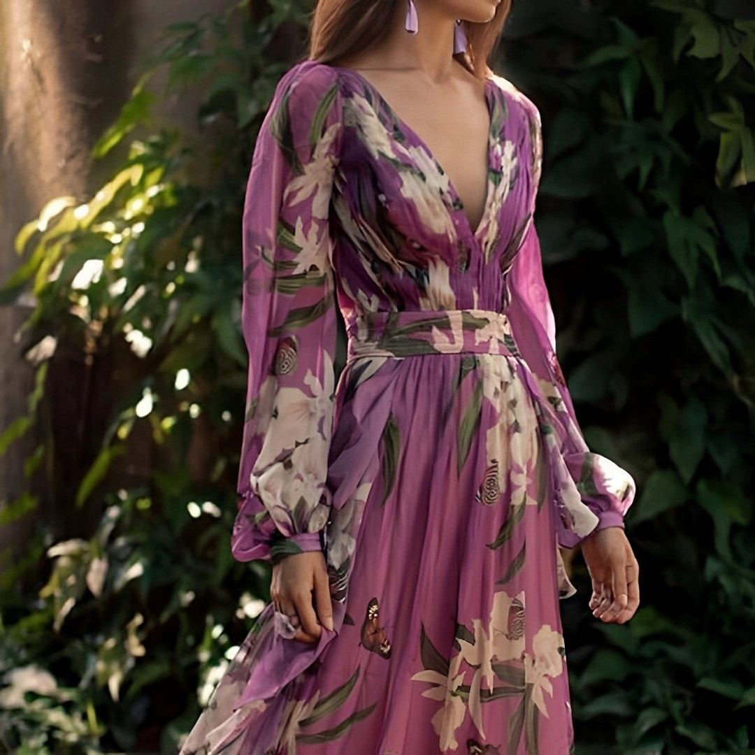 Geblümtes Maxikleid Damen lang