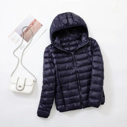 Damen Daunenjacke mit Kapuze – warme gefütterte Winterjacke