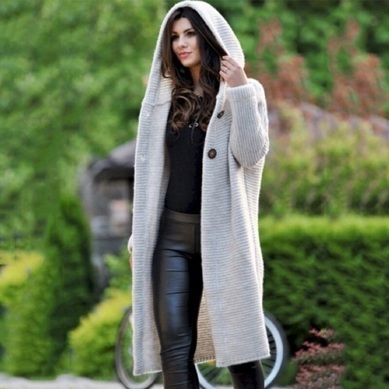 Strickjacke Damen mit Kapuze für Herbst und Winter