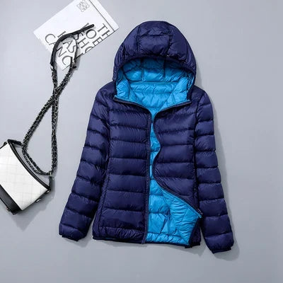 Damen Daunenjacke mit Kapuze – warme gefütterte Winterjacke