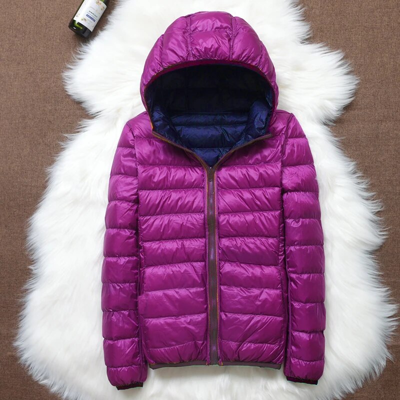 Damen Daunenjacke mit Kapuze – warme gefütterte Winterjacke