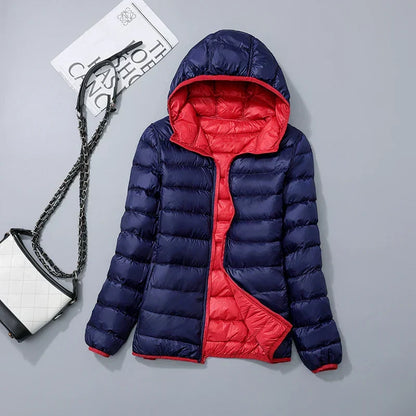 Damen Daunenjacke mit Kapuze – warme gefütterte Winterjacke