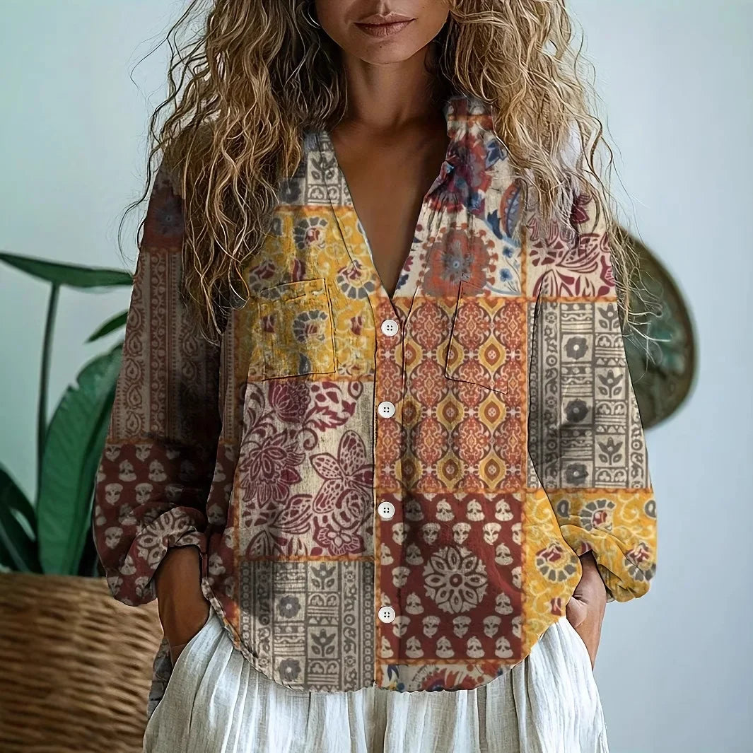 Bluse aus Viskose – lockere Bluse mit Naturmuster