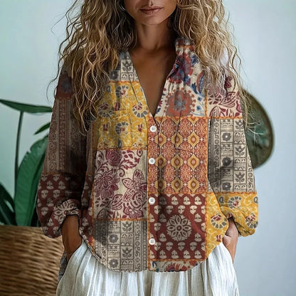 Bluse aus Viskose – lockere Bluse mit Naturmuster