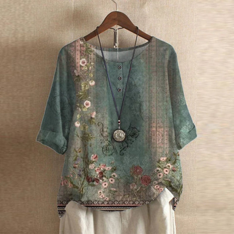 Bluse Damen mit Blumenmuster im Vintage-Stil