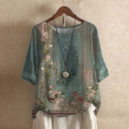 Bluse Damen mit Blumenmuster im Vintage-Stil