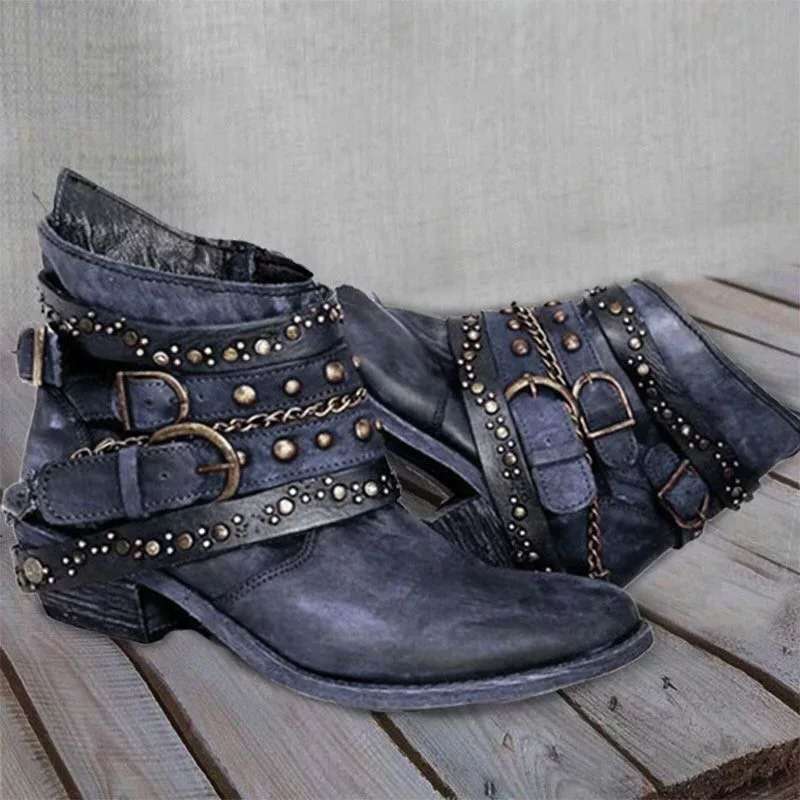 Damen Lederstiefel im Vintage-Look – elegante Boots