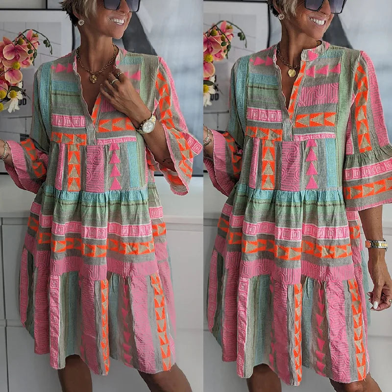 A-Linien-Kleid Damen mit Rüschen
