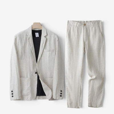 Herren Leinen-Set – Blazer und weite Hose im modernen Stil
