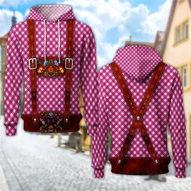 Damen Oktoberfest Hoodie mit Bierkrug-Print Trachten Kapuzenpullover