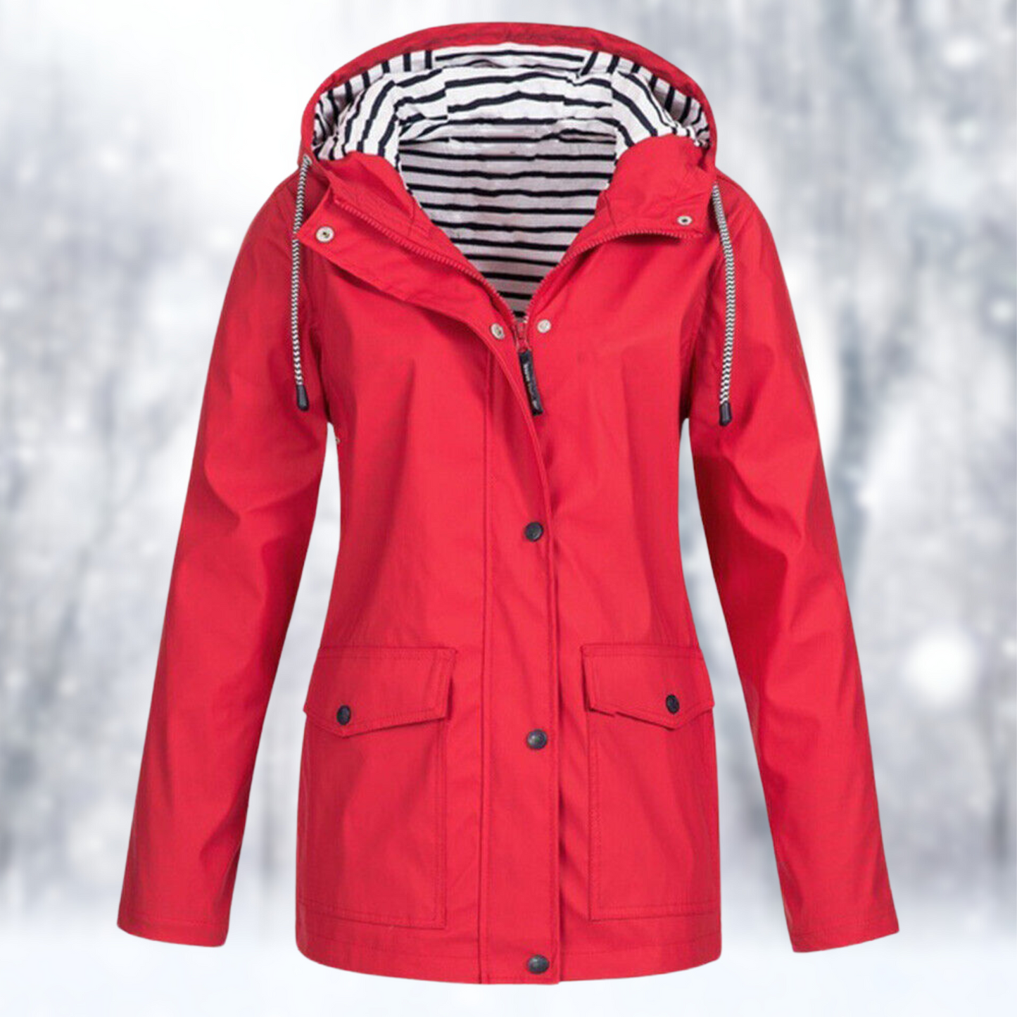 Outdoor-Jacke aus Polyamid – wasserabweisende Jacke mit Kapuze und Knopfleiste