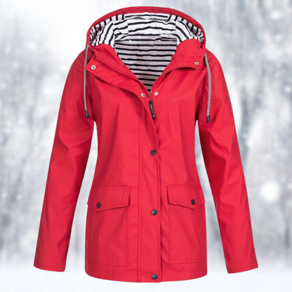 Outdoor-Jacke aus Polyamid – wasserabweisende Jacke mit Kapuze und Knopfleiste