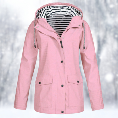 Outdoor-Jacke aus Polyamid – wasserabweisende Jacke mit Kapuze und Knopfleiste