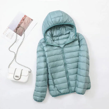 Damen Daunenjacke mit Kapuze warme Winterjacke
