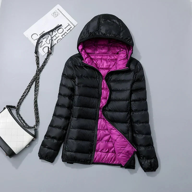 Gefütterte Steppjacke Damen mit Kapuze
