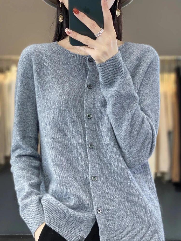 Cardigan Damen mit Rundhals und Knöpfen
