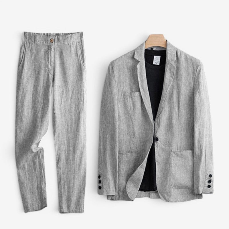 Herren Leinenanzug mit weiter Hose