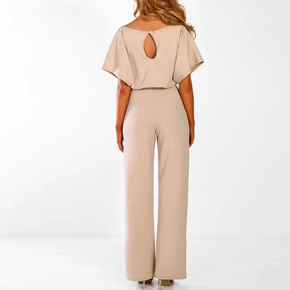 Jumpsuit Damen aus Polyester mit Gürtel – Wide-Leg-Overall, Detailansicht