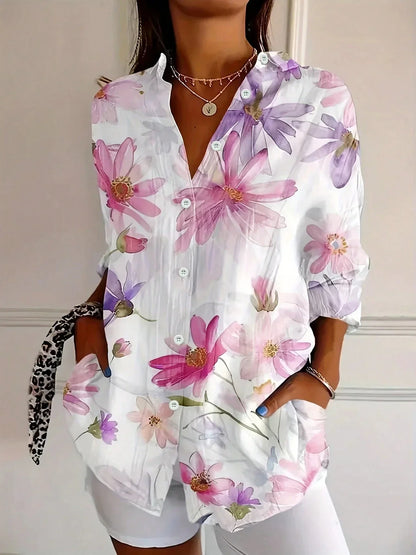 Bunte Bluse Damen mit Knopfleiste