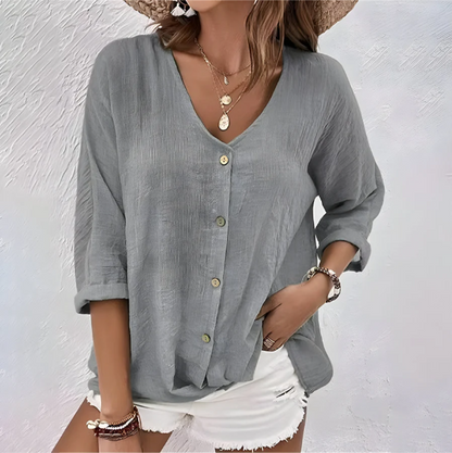 Lockere Bluse Damen mit Krempelärmeln