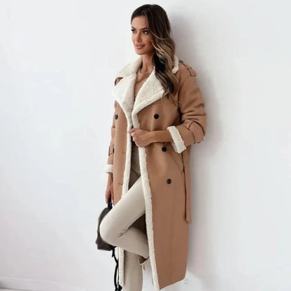 Warmer Wintermantel Damen mit Teddykragen