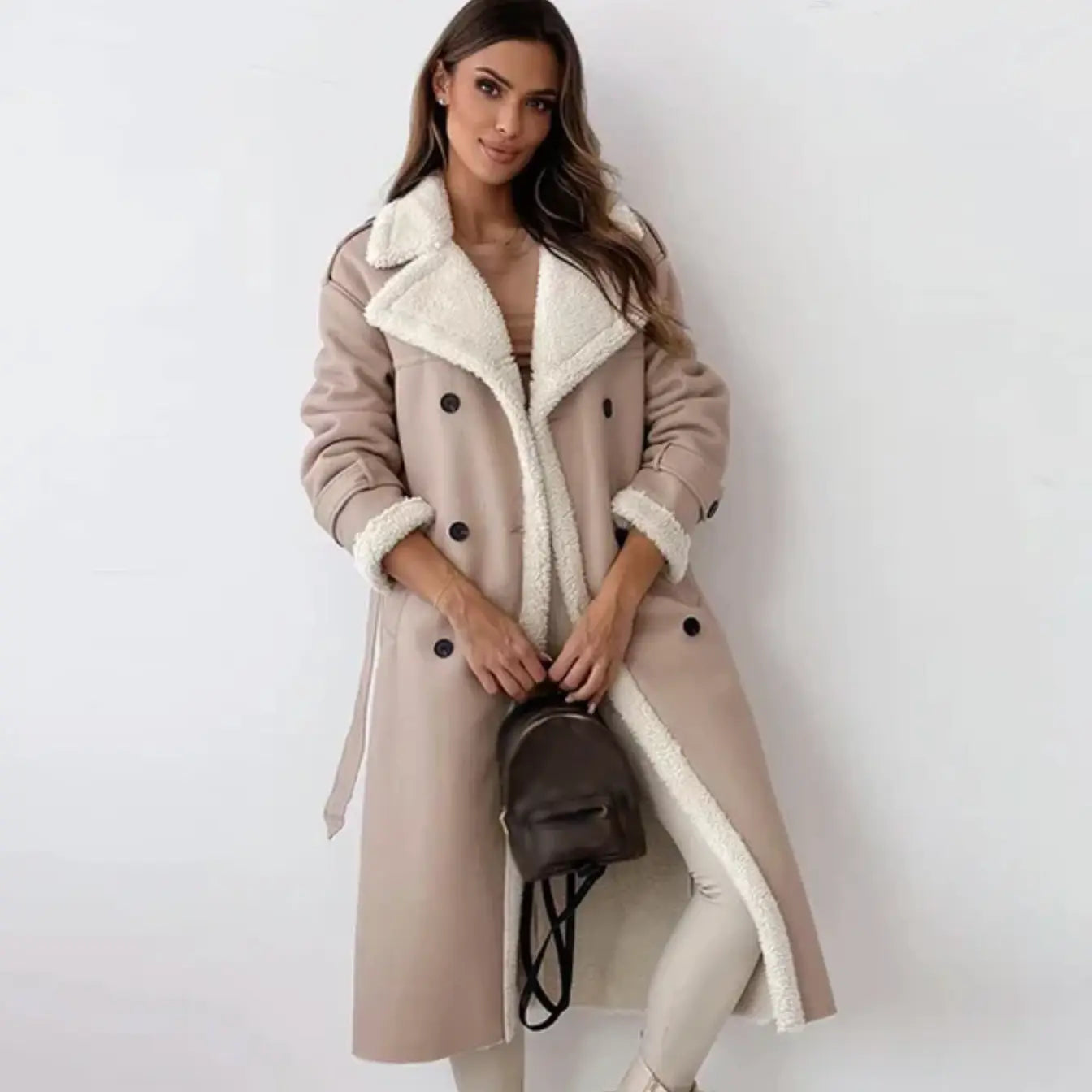 Langer Mantel Damen mit Fleece-Fütterung