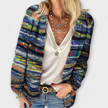 Bunte offene Strickjacke Damen