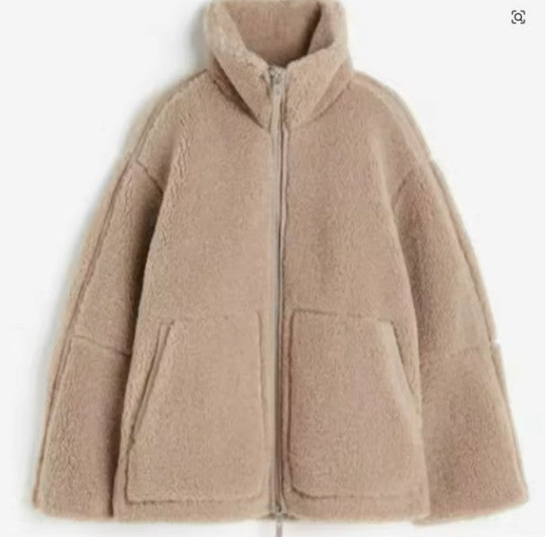 Fleecejacke Damen aus Wollmischung – kuschelige Jacke mit Stehkragen und Reißverschluss