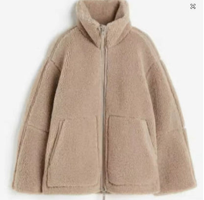 Fleecejacke Damen aus Wollmischung – kuschelige Jacke mit Stehkragen und Reißverschluss
