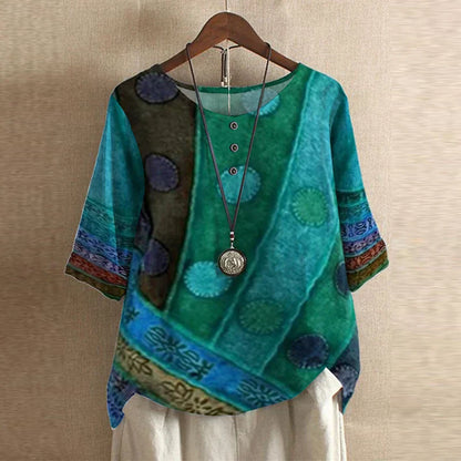 Kurzarmbluse Damen mit Blumenmuster