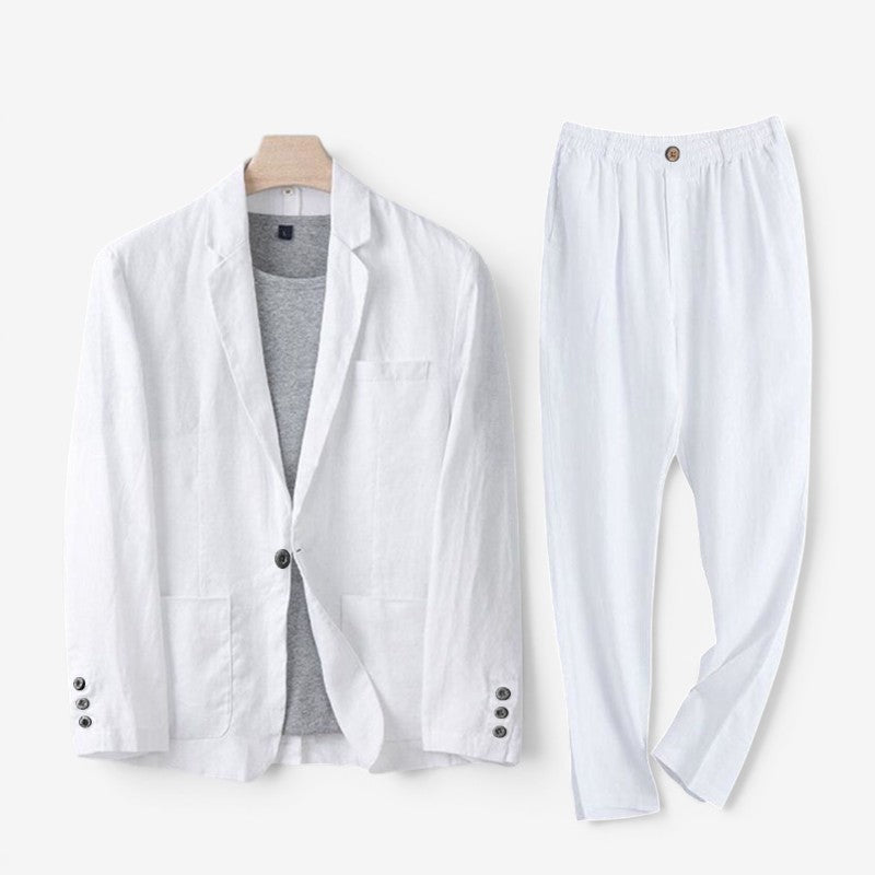 Herren Leinen-Set – Blazer und weite Hose im modernen Stil
