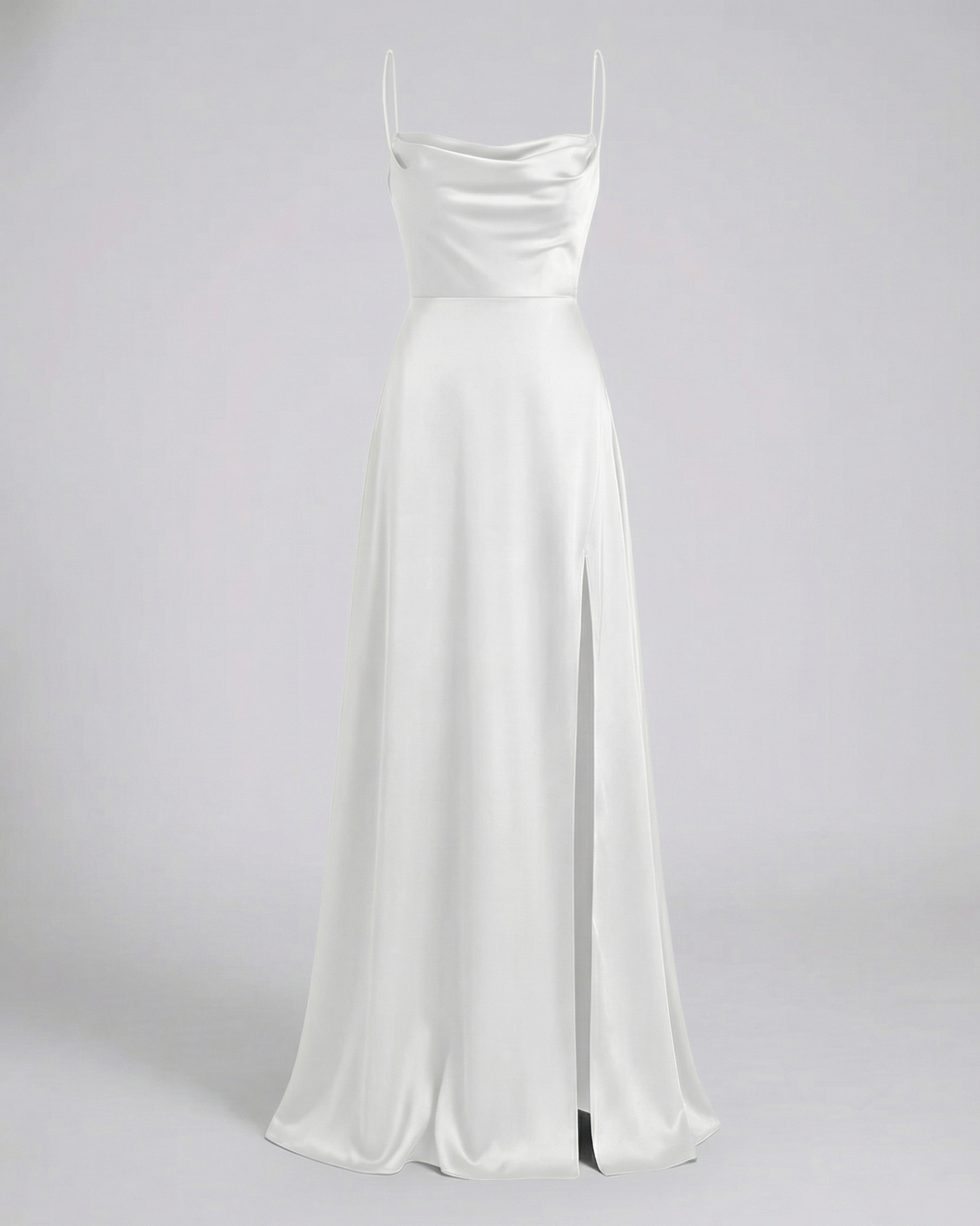 Elegantes Maxikleid mit drapiertem Ausschnitt und Beinschlitz