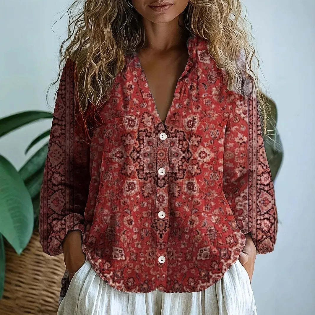 Bluse aus Viskose – lockere Bluse mit Naturmuster