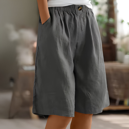 Shorts Damen mit Gummibund – lockere Shorts mit Seitentaschen
