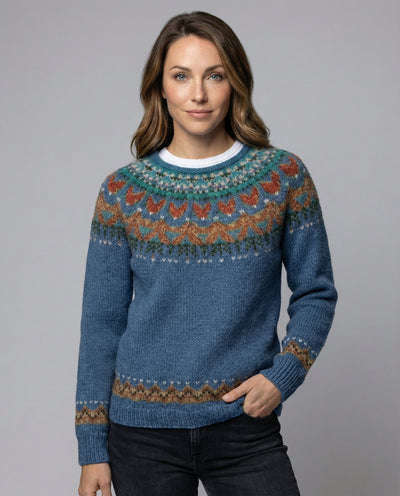 Strickpullover Damen aus Leinen – Strick im Insel-Stil mit Vintage-Look, warm und weich
