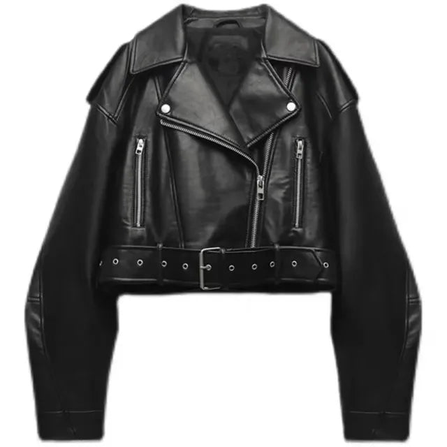 Taillierte Kunstlederjacke Damen mit Reißverschluss