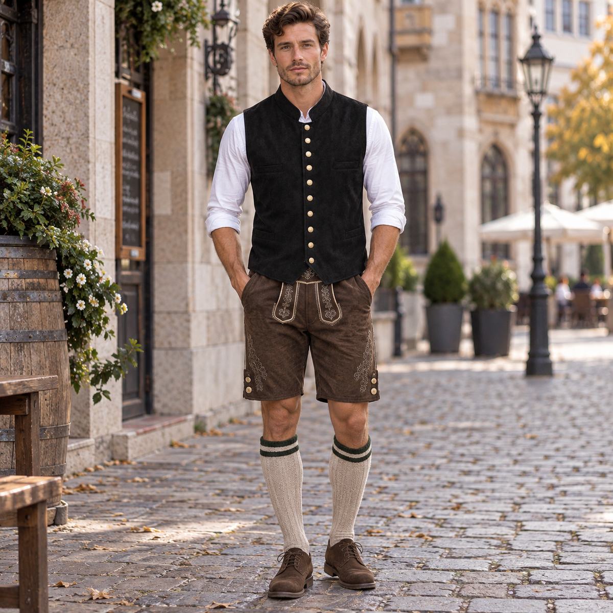 Herren Trachtenweste in Samt-Optik – Weste für Oktoberfest