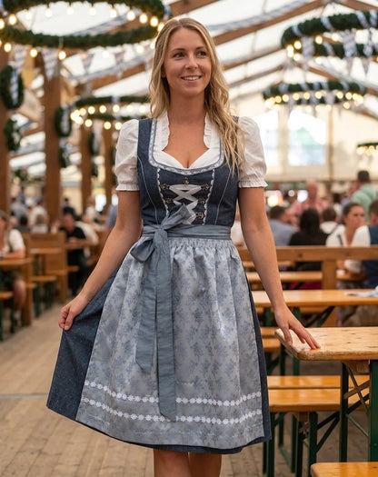 Trachtenkleid Damen mit Schürze und Bluse – traditionelles Dirndl-Set
