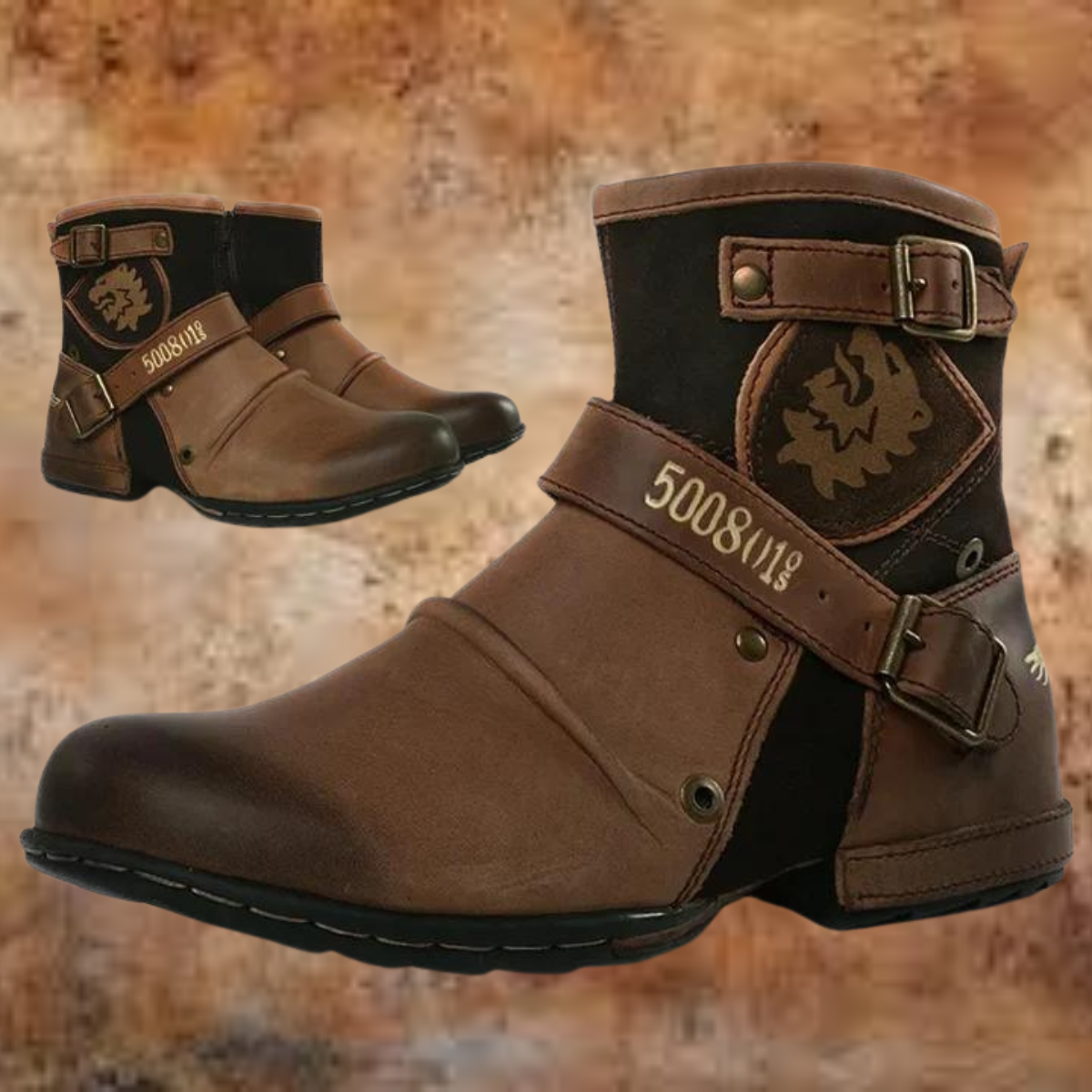 Herren Lederstiefel im Vintage-Stil robuste Boots