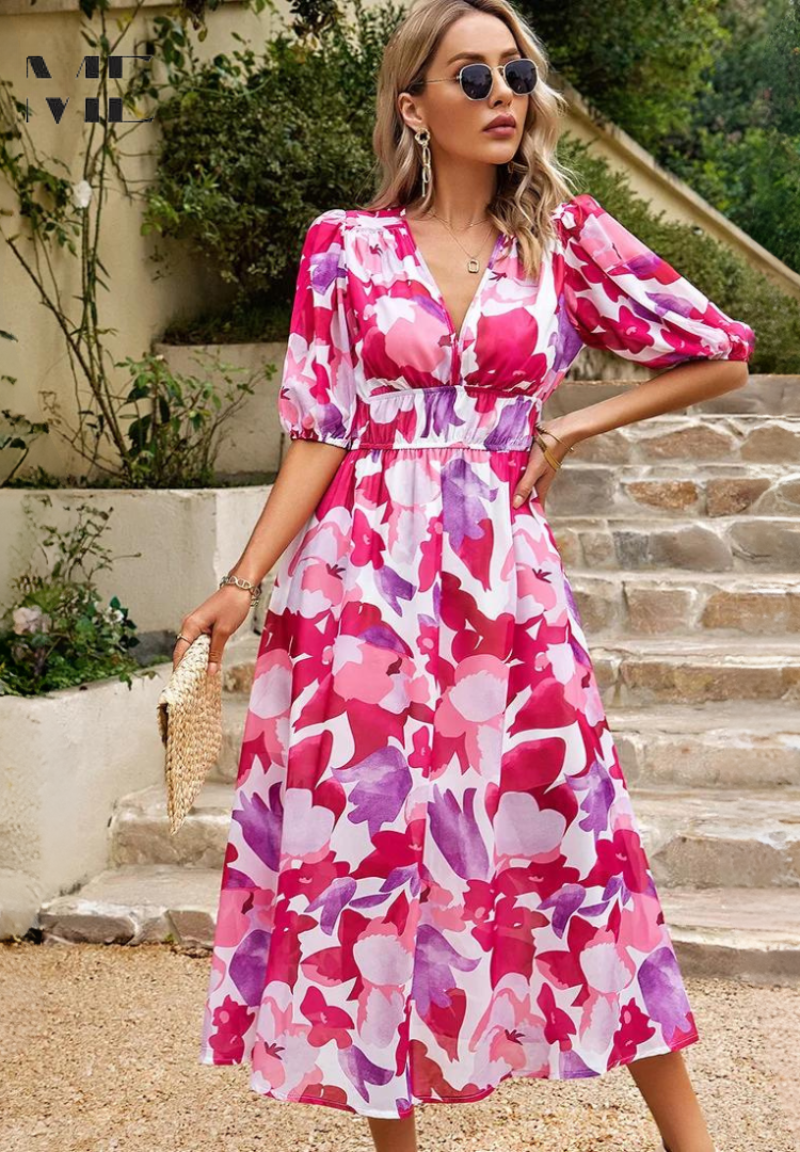 Romantisches Sommerkleid Damen mit Blumen