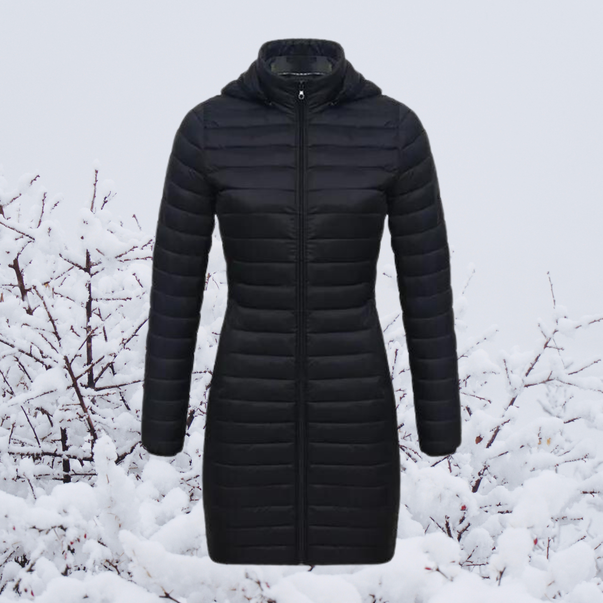 Parka Damen mit Kapuze – ultraleichte lange Winterjacke wattiert