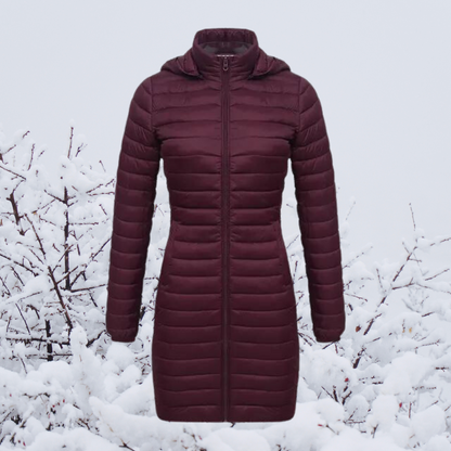Parka Damen mit Kapuze – ultraleichte lange Winterjacke wattiert