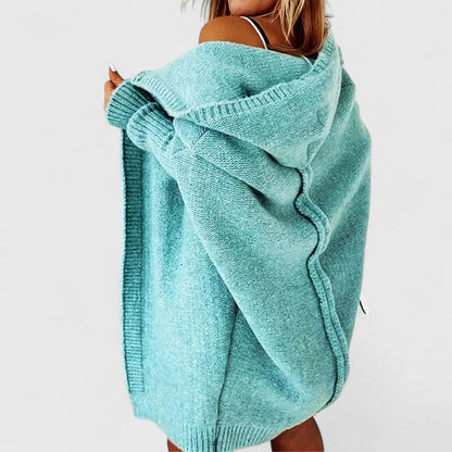 Langer Cardigan Damen mit Kapuze oversize